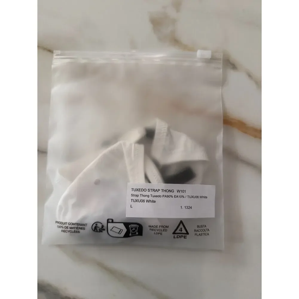 NEW Charlie By MZ Mens Tuxedo Strap Thong Color White & Black Size Large